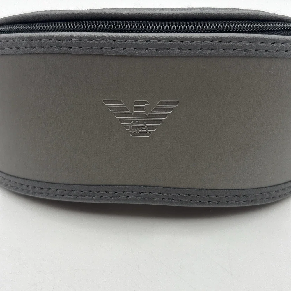 EMPORIO ARMANI AUTHENTIC EYEGLASSES SUNGLASSES BLACK GREY ZIPPER CASE